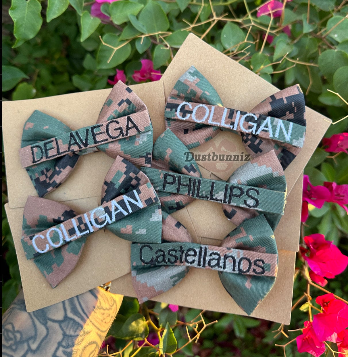 Military Bow Clip Custom Embroidery