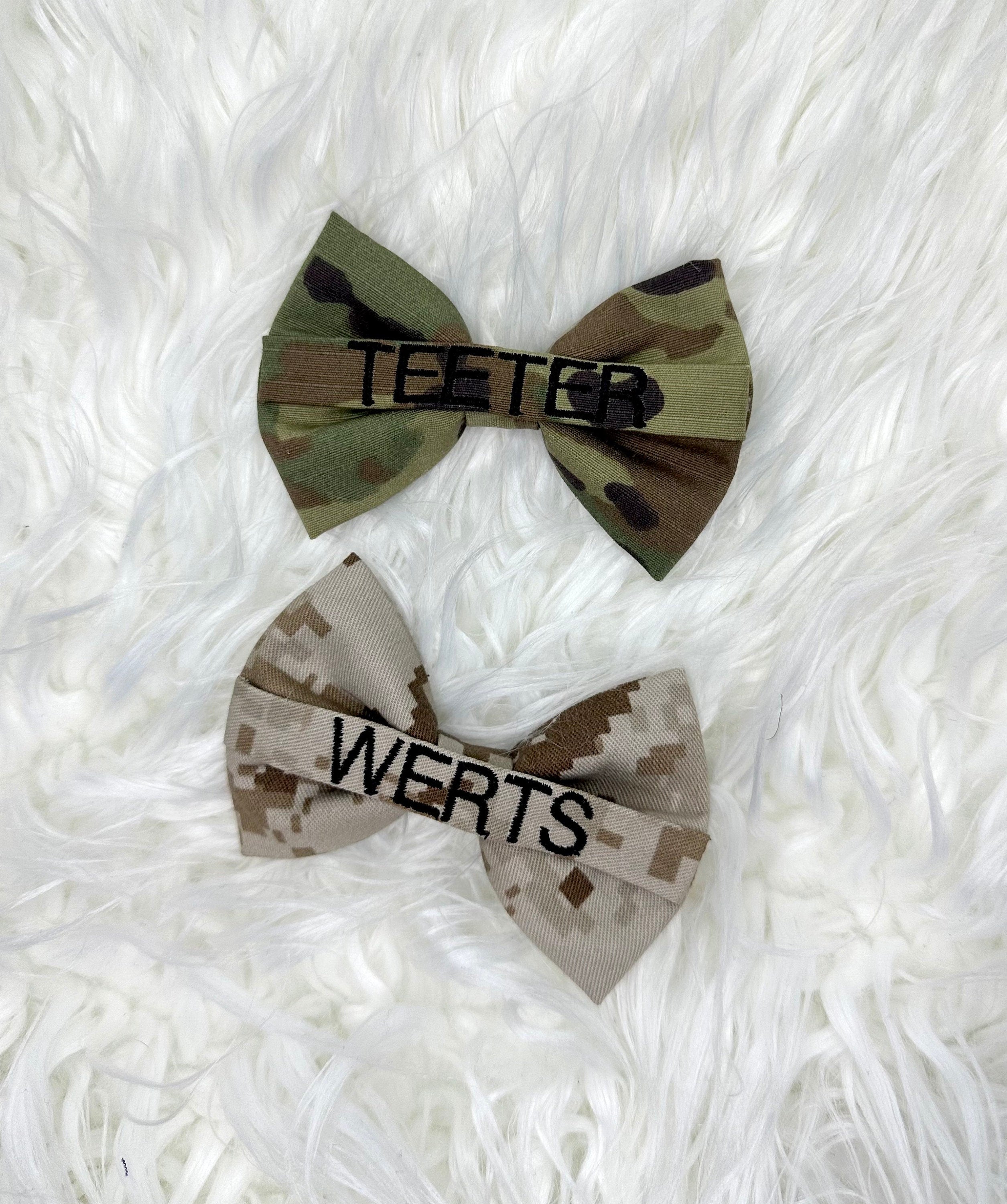 Military Bow Clip Custom Embroidery